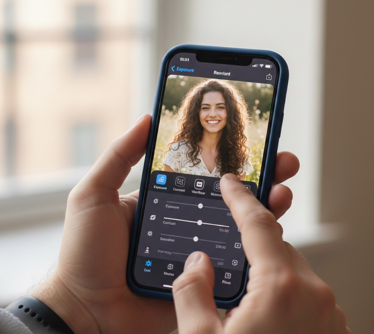 Photo Editor iOS app screenshots built with Core Image and VisionKit